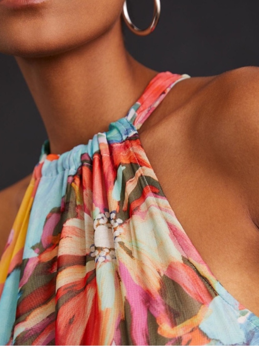 Anthropologie Maeve Floral Halter Maxi Dress Size Medium Resort - Picture 3 of 14